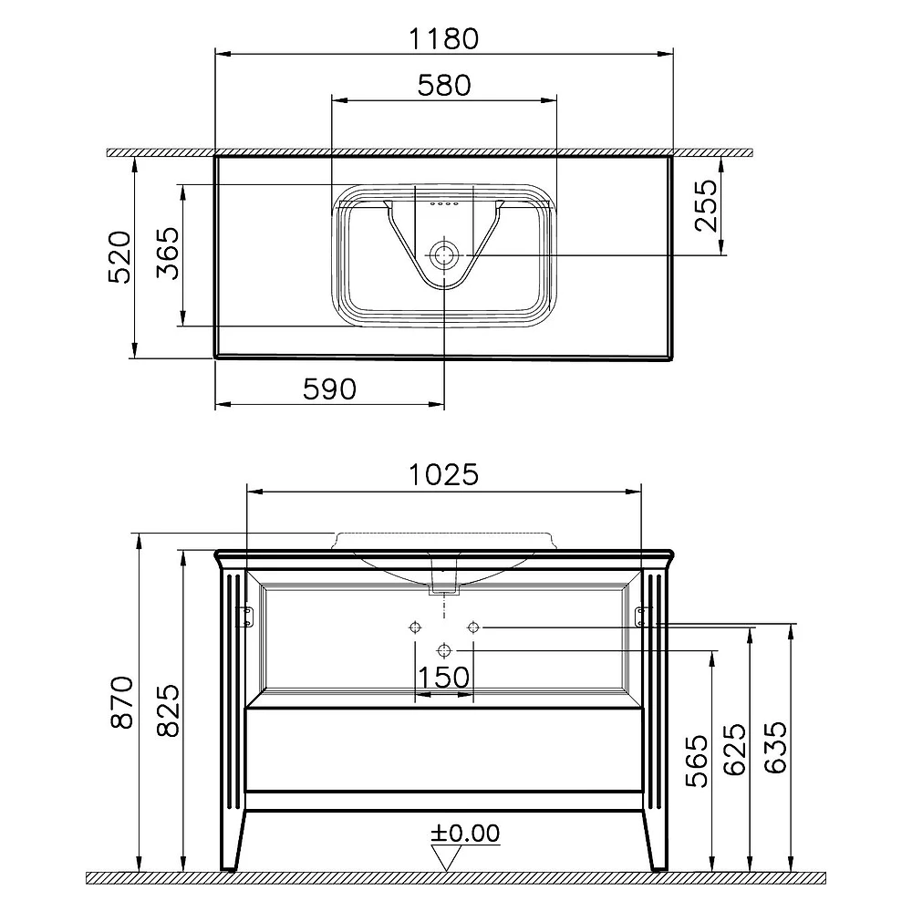 Vitra Valarte 120 Cm Mat Gri Bir Çekmeceli Tezgah Üstü Lavabolu Dolap 2