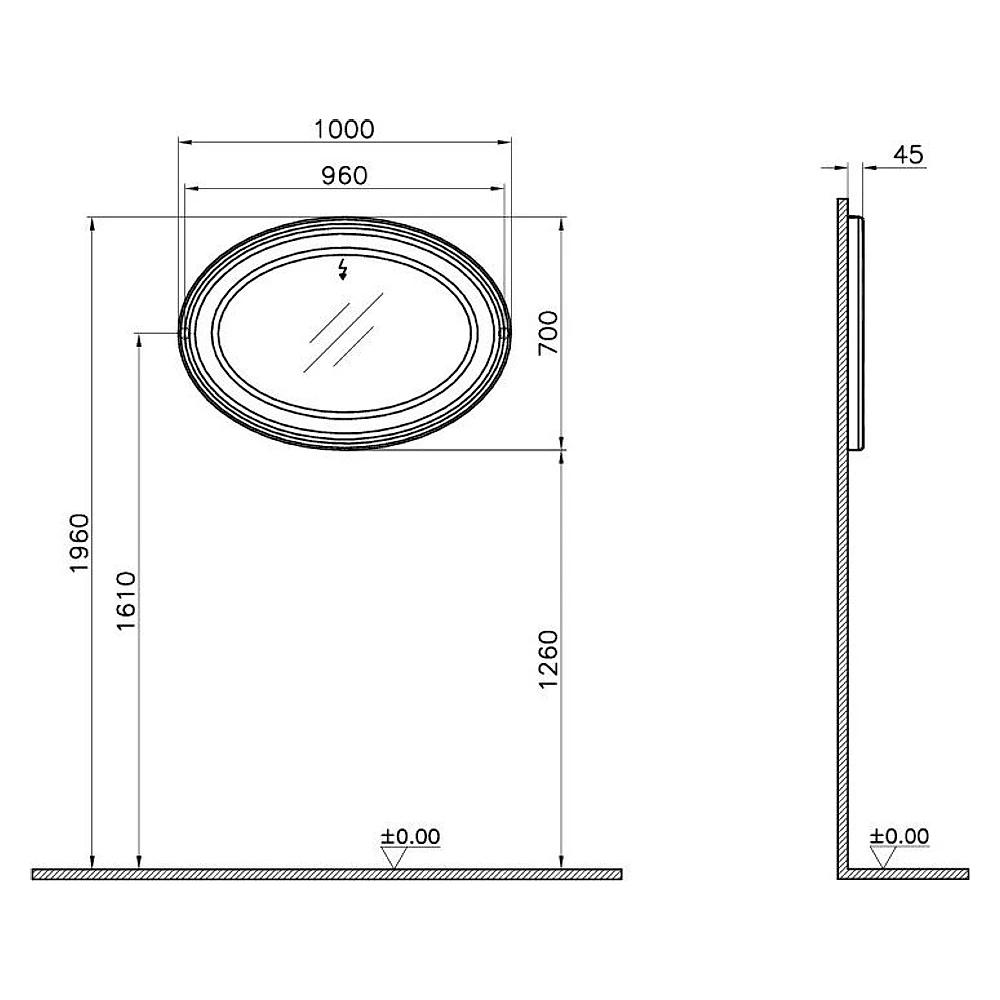 Vitra Valarte Neo 100 Cm Retro Yeşil Led Aydınlatmalı Düz Ayna 2