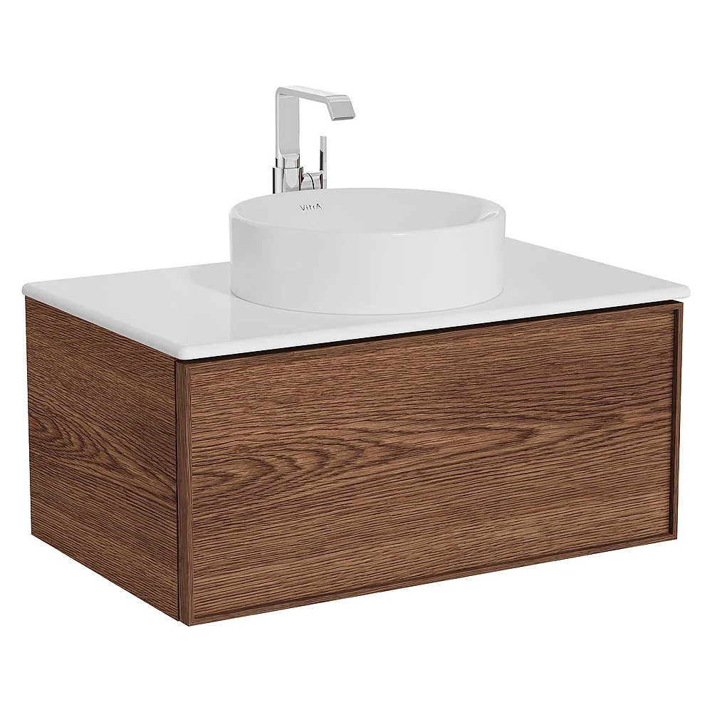 Vitra Metropole Edge 80 Cm Ceviz Bir Çekmeceli Çanak Lavabolu Dolap