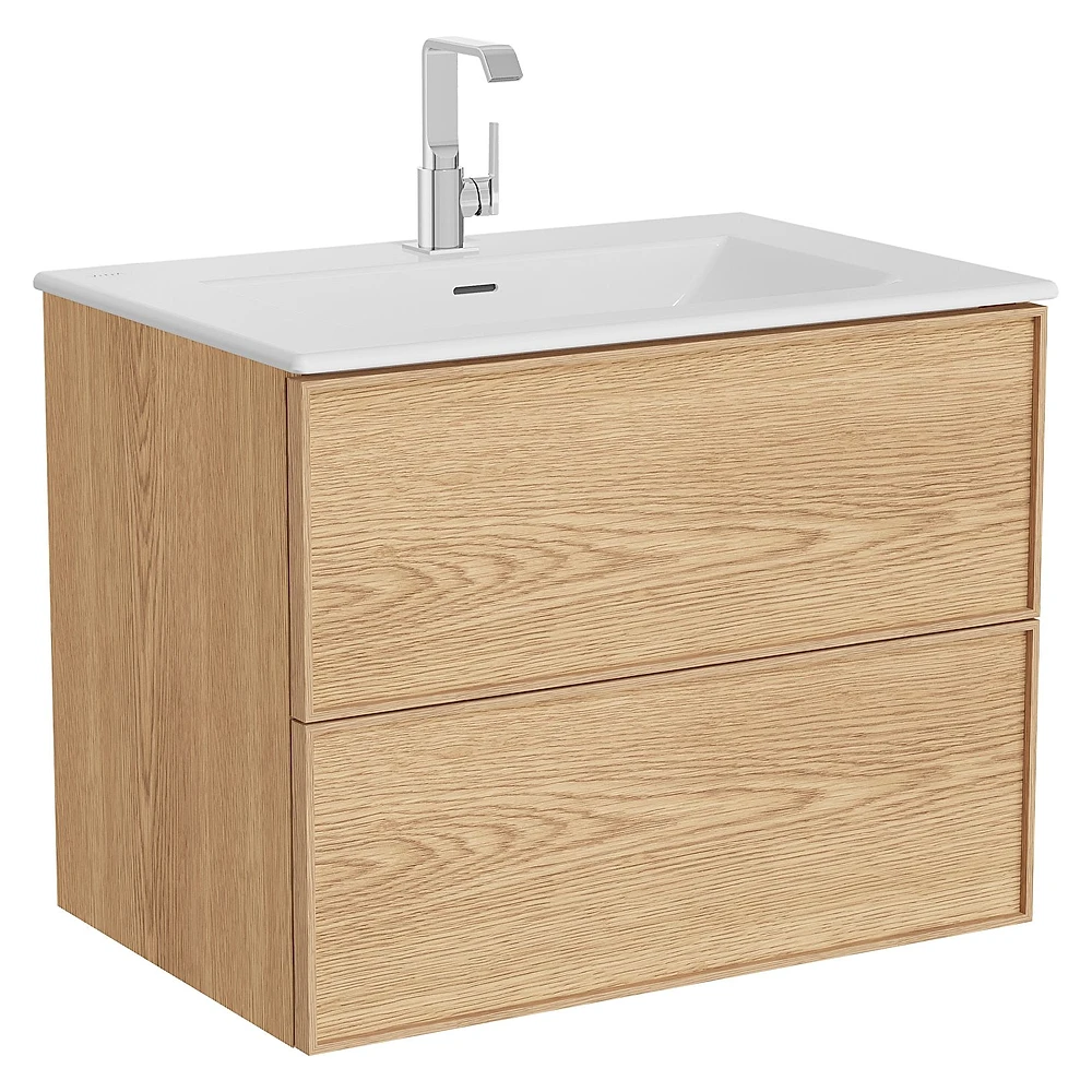 Vitra Metropole Edge 80 Cm Açık Meşe İki Çekmeceli Etajerli Lavabolu Dolap