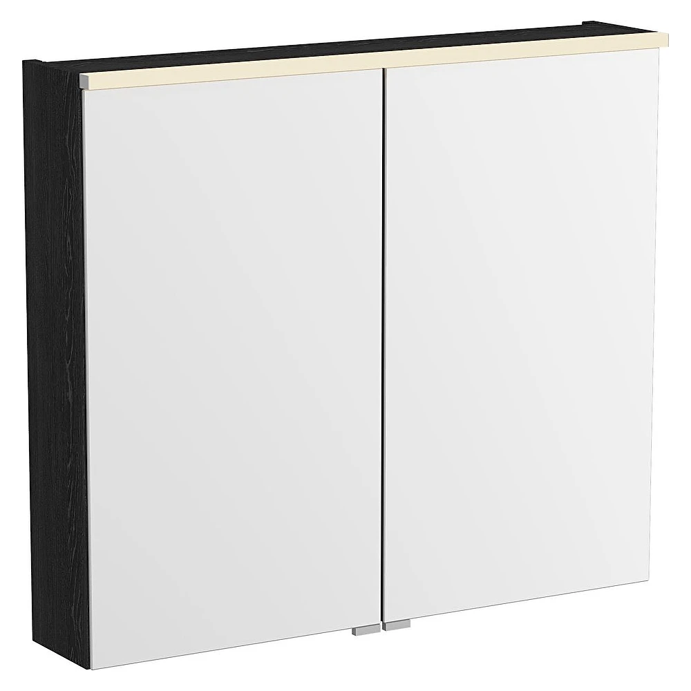 Vitra Metropole Edge 80 Cm Siyah Meşe Aydınlatmalı Dolaplı Ayna