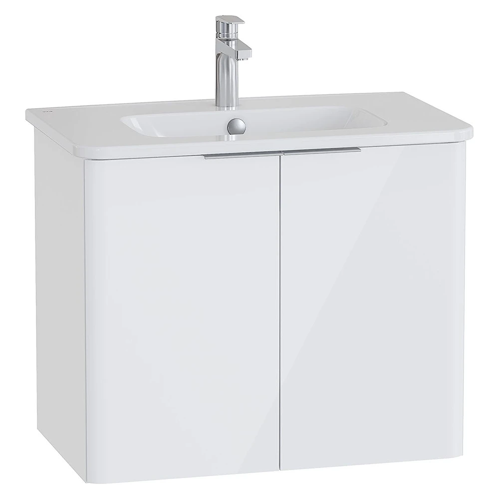 Vitra Mia Plus Round 80 Cm Parlak Beyaz İki Kapaklı Lavabo Dolabı