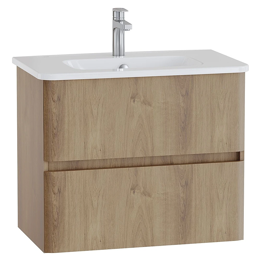 Vitra Mia Plus Round 80 Cm Altın Meşe İki Çekmeceli Lavabo Dolabı