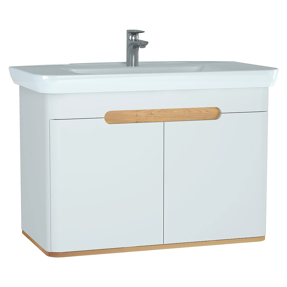 Vitra Sento 100 Cm Mat Beyaz İki Kapaklı Aydınlatmalı Lavabo Dolabı