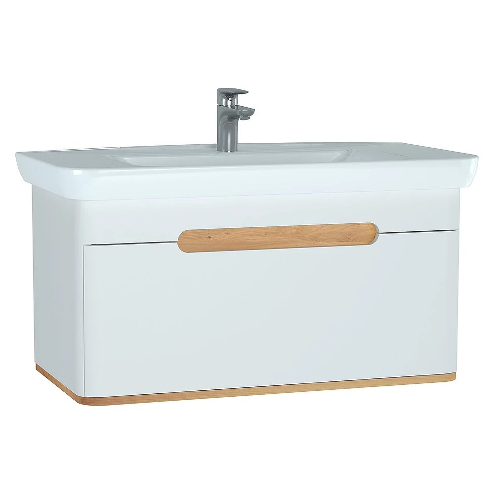 Vitra Sento 100 Cm Mat Beyaz Bir Çekmeceli Aydınlatmalı Lavabo Dolabı