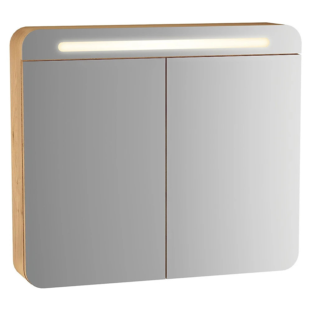 Vitra Sento 80 Cm Açık Meşe İki Kapaklı Aydınlatmalı Dolaplı Ayna
