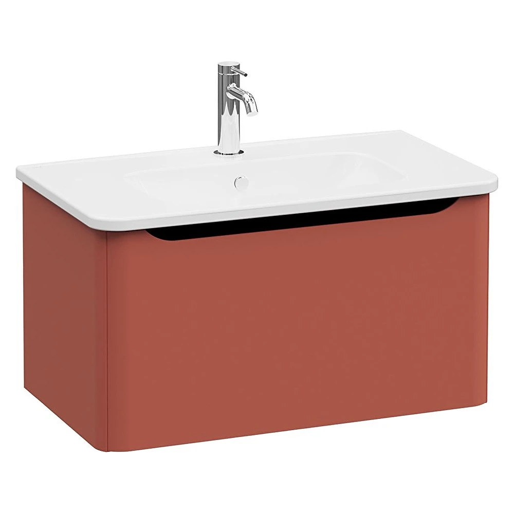 Vitra Integra Round 80 Cm Mat Kırmızı Bir Çekmeceli Lavabo Dolabı