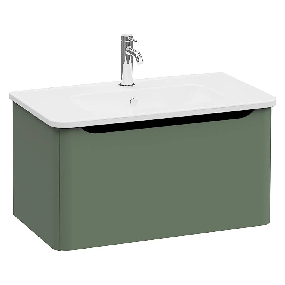 Vitra Integra Round 80 Cm Mat Yeşil Bir Çekmeceli Lavabo Dolabı