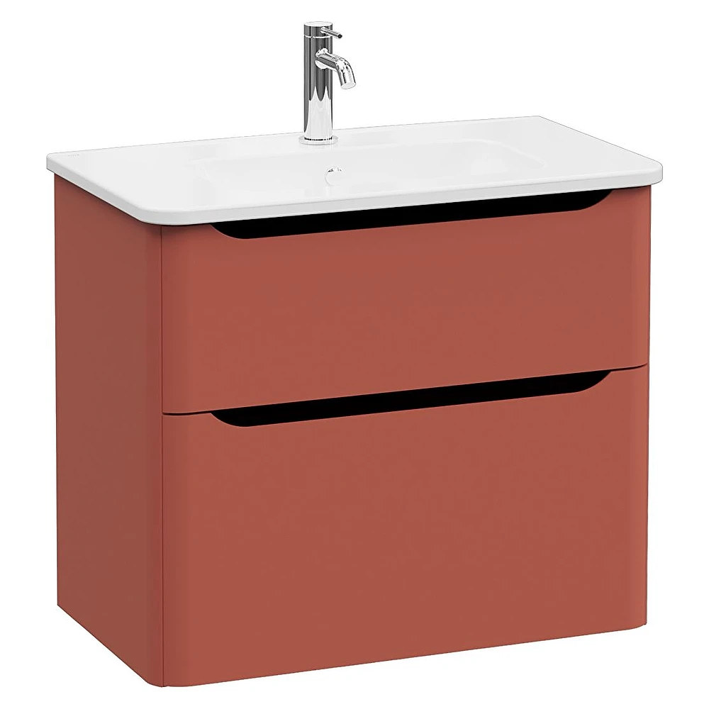 Vitra Integra Round 80 Cm Mat Kırmızı İki Çekmeceli Lavabo Dolabı