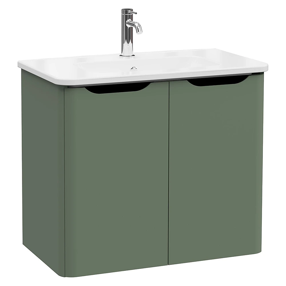 Vitra Integra Round 80 Cm Mat Yeşil İki Kapaklı Lavabo Dolabı