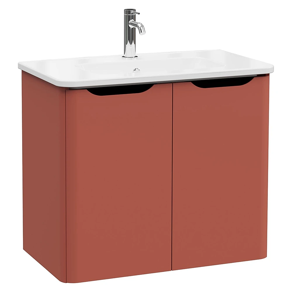 Vitra Integra Round 80 Cm Mat Kırmızı İki Kapaklı Lavabo Dolabı