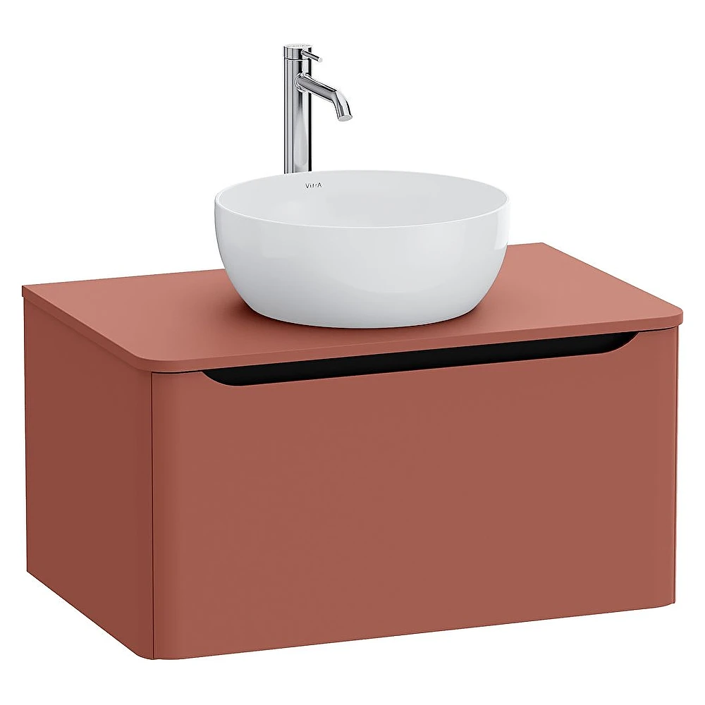 Vitra Integra Round 80 Cm Mat Kırmızı Lavabosuz Çanak Lavabo Uyumlu Dolap