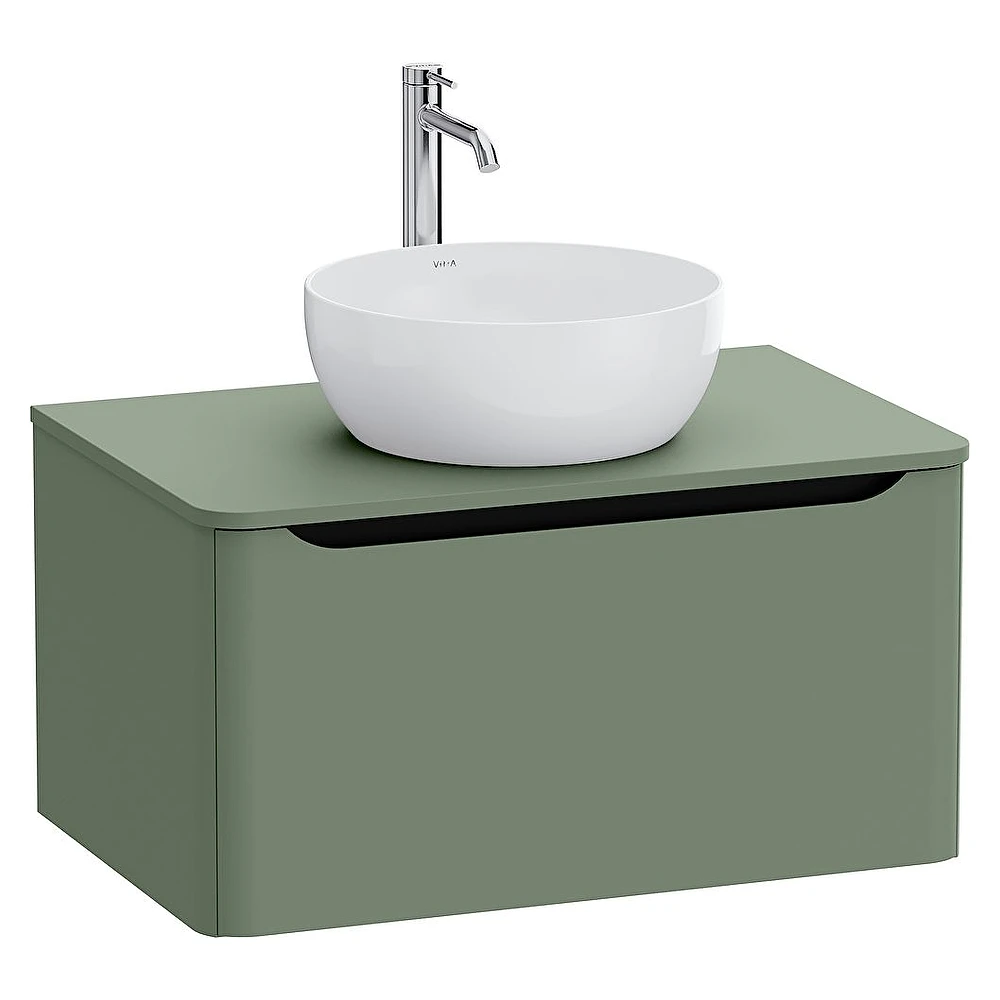 Vitra Integra Round 80 Cm Mat Yeşil Lavabosuz Çanak Lavabo Uyumlu Dolap