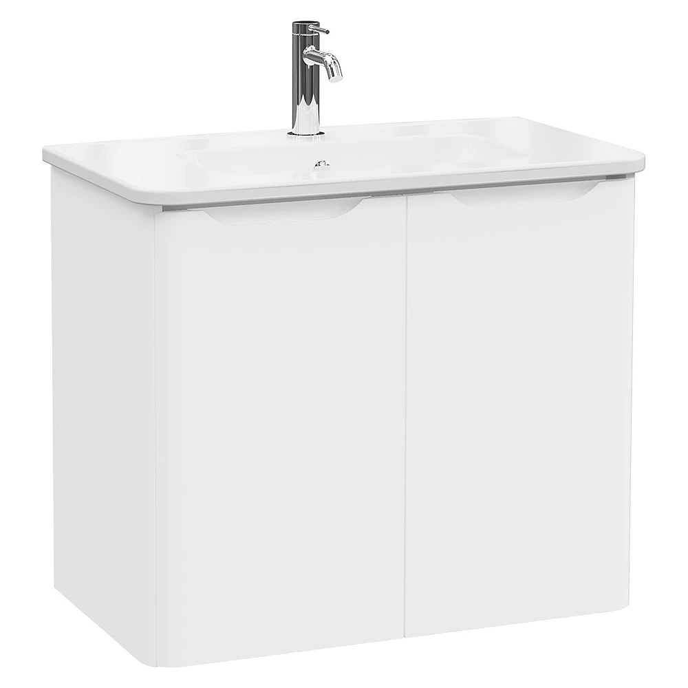 Vitra Integra Round 80 Cm Mat Beyaz İki Kapaklı Lavabo Dolabı
