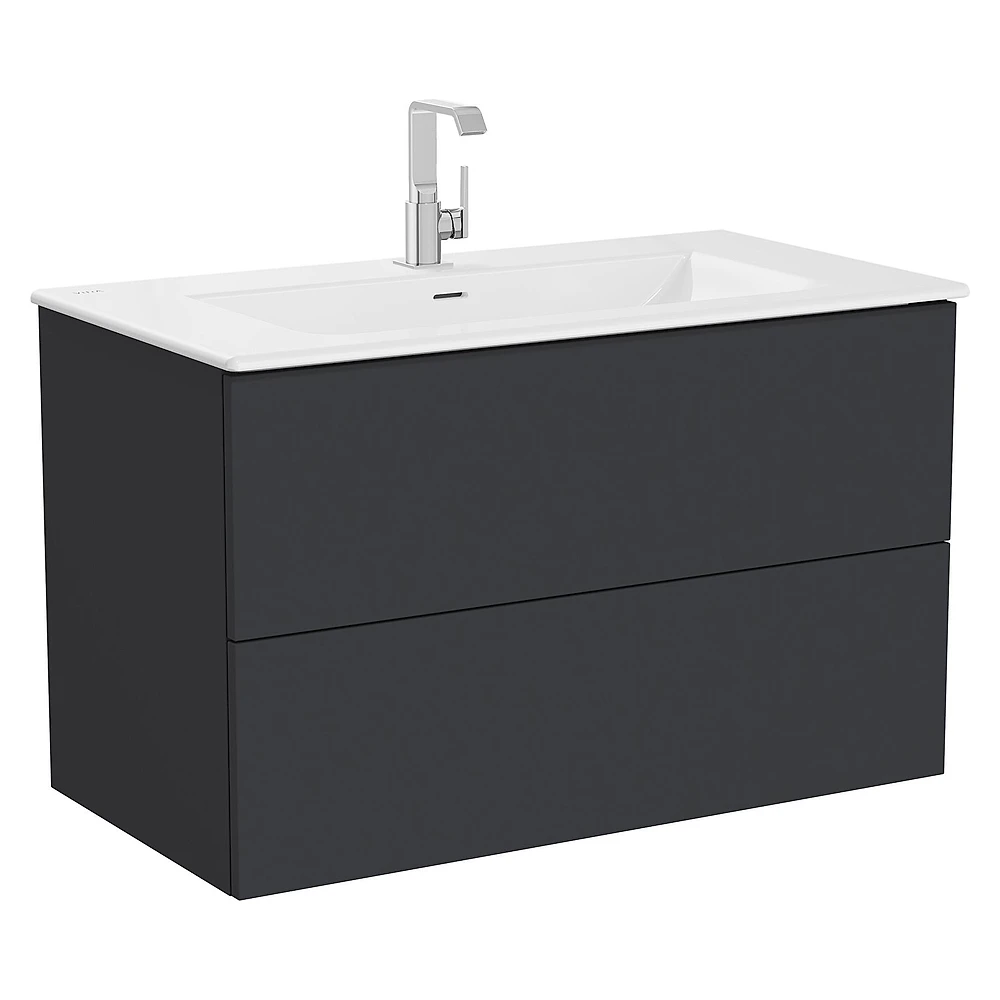 Vitra Metropole Pure 100 Cm Mat Grafit İki Çekmeceli Aydınlatmalı Lavabo Dolabı