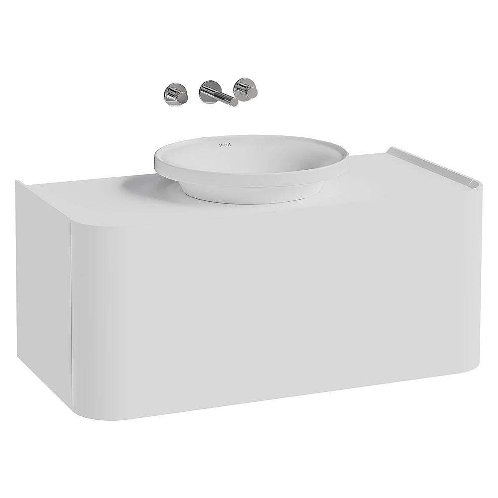 Vitra Glora 100 Cm Mat Soft Beyaz Çanak Lavabolu Tezgahlı Lavabo Dolabı