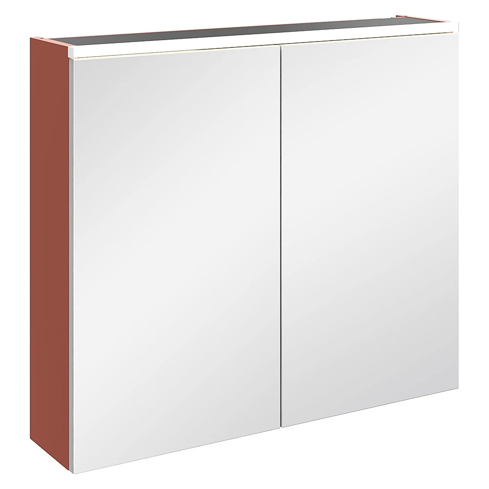 Vitra Core 80 Cm Mat Kırmızı İki Kapaklı Aydınlatmalı Dolaplı Ayna