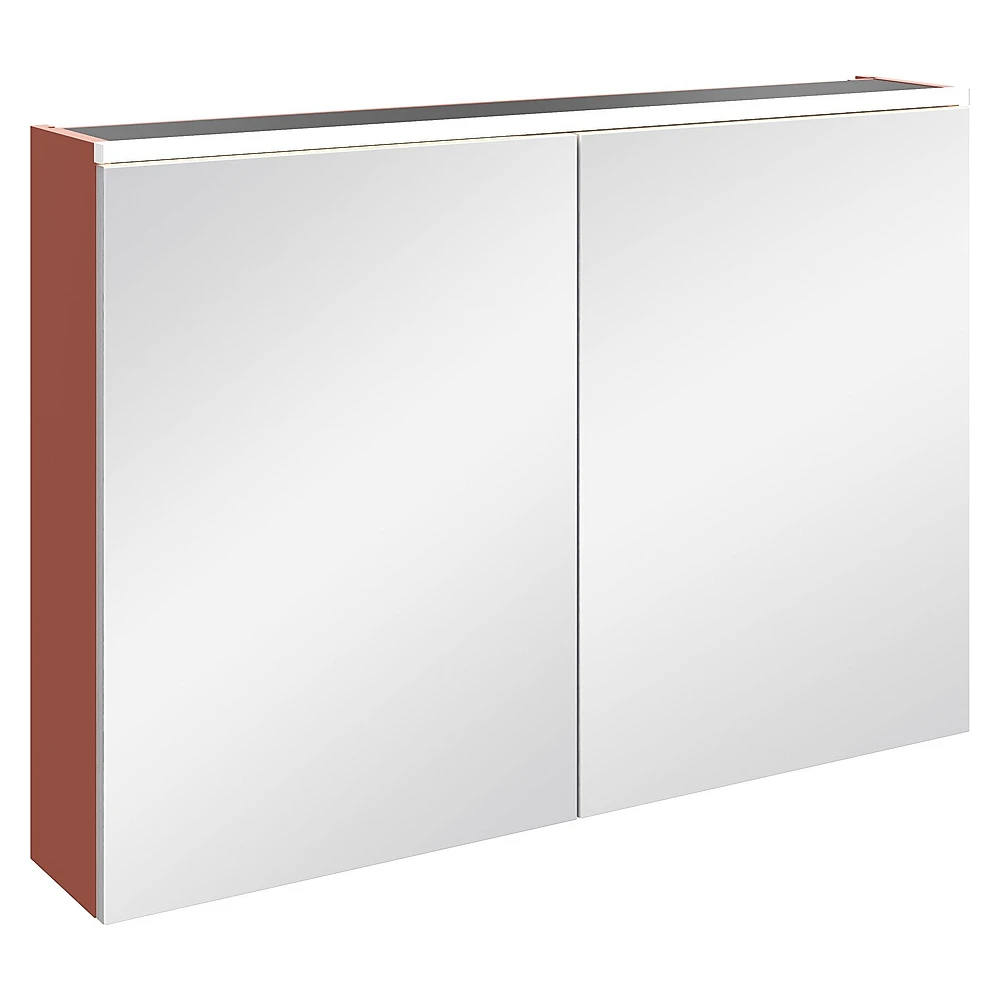 Vitra Core 100 Cm Mat Kırmızı İki Kapaklı Aydınlatmalı Dolaplı Ayna