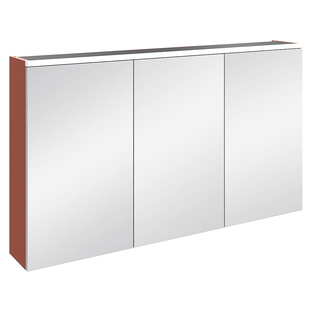 Vitra Core 120 Cm Mat Kırmızı Üç Kapaklı Aydınlatmalı Dolaplı Ayna