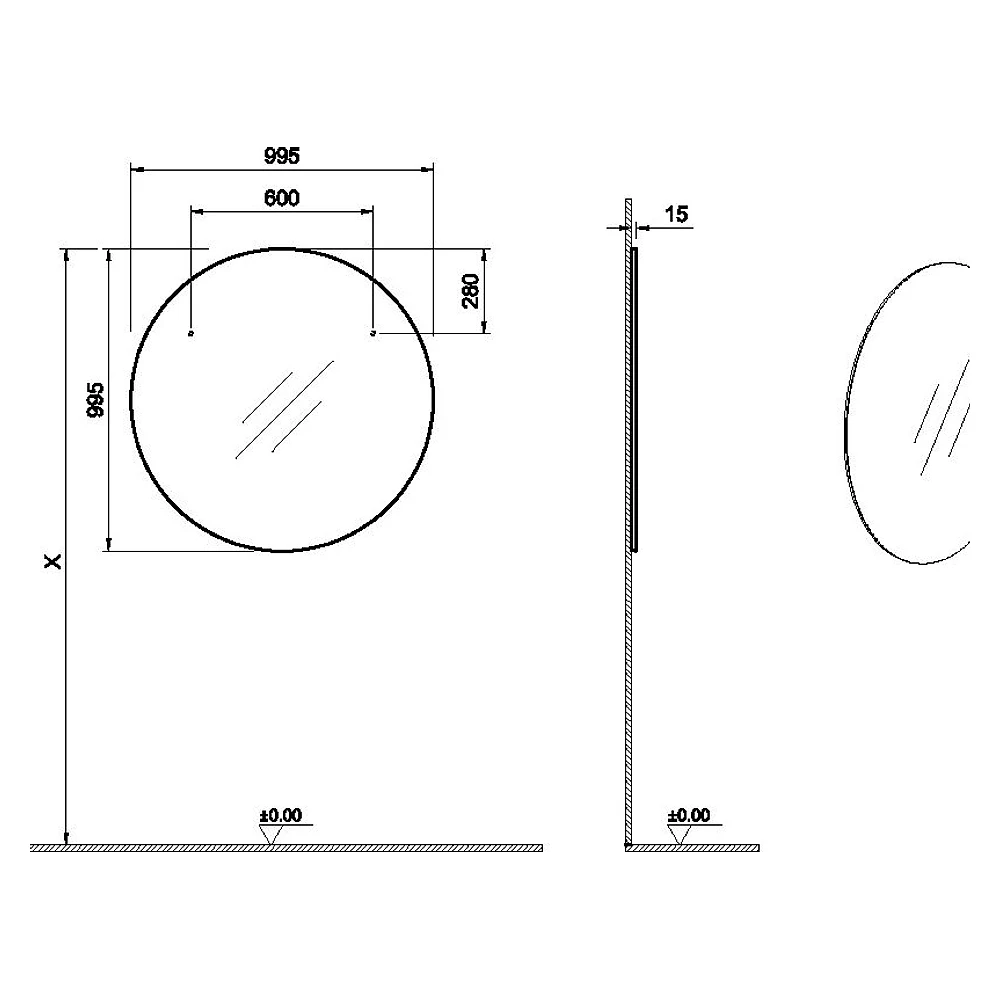 Vitra Base 100 Cm Fırçalanmış Krom Yuvarlak Ayna 2