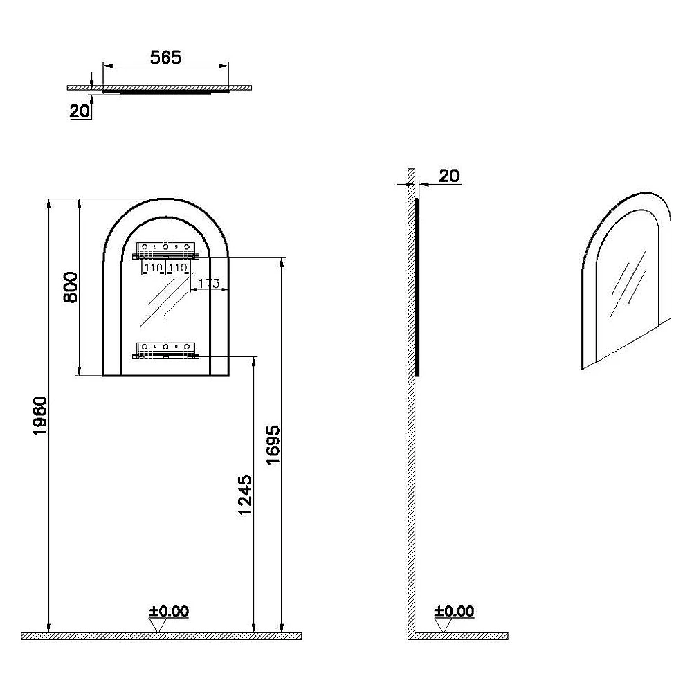Vitra Liquid 57 Cm Parlak Siyah Seramik Çerçeveli Ayna 2