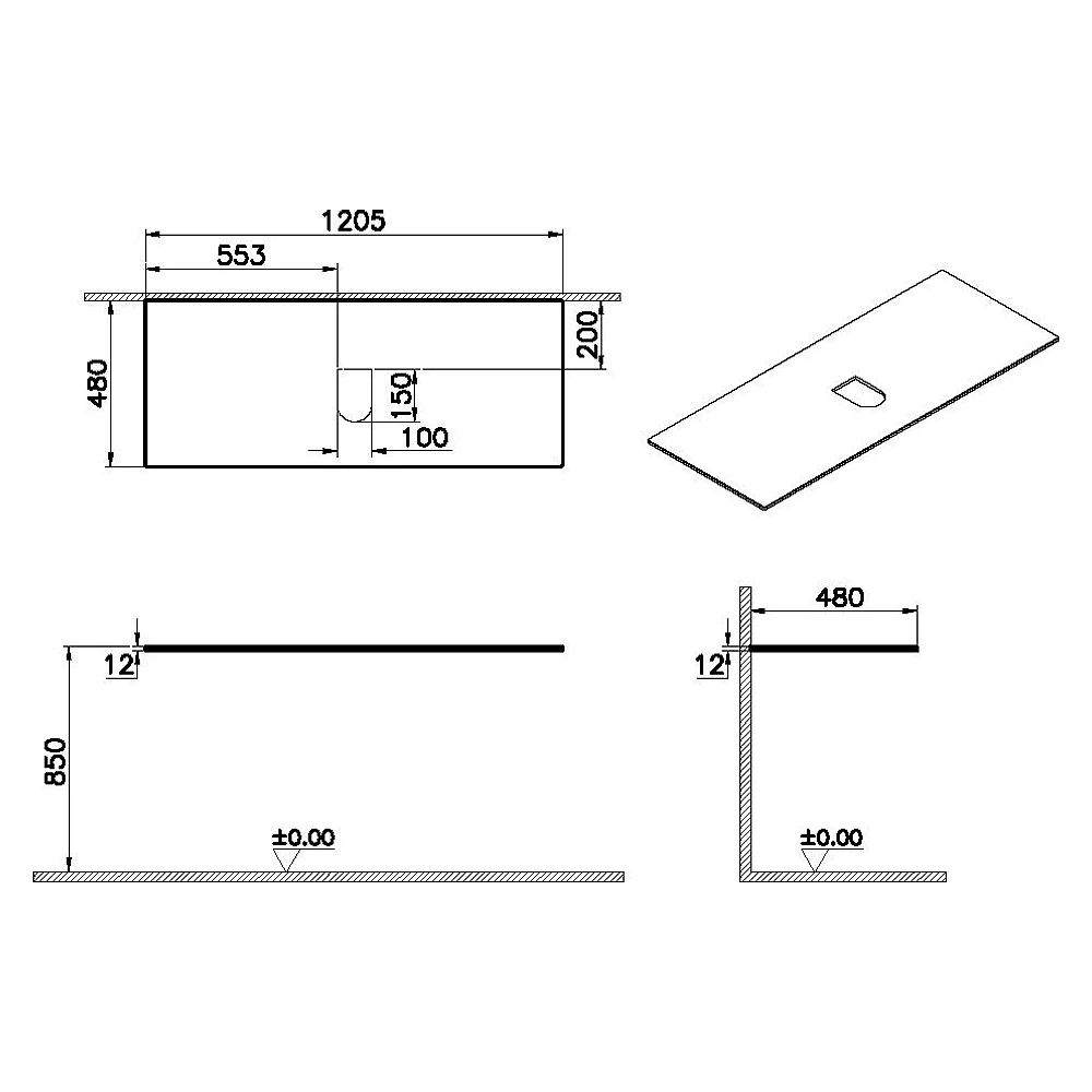 Vitra Origin 120 Cm Calacatta Neolith Armatür Deliksiz Üst Tezgah 2