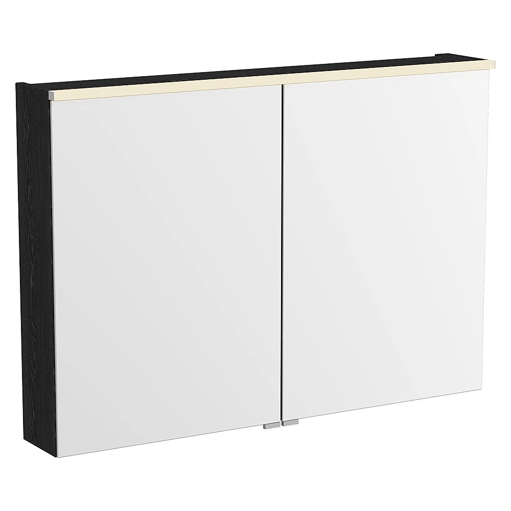 Vitra Metropole Edge 100 Cm Siyah Meşe İki Kapaklı Aydınlatmalı Dolaplı Ayna