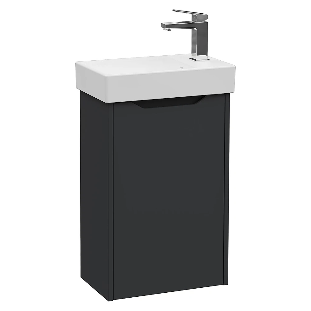 Vitra Integra Square 45 Cm Mat Grafit Dar Tek Kapaklı Sağ Lavabo Dolabı