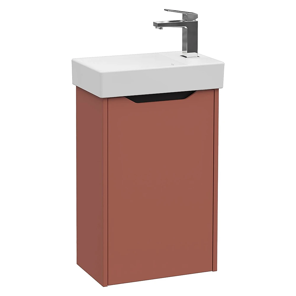 Vitra Integra Square 45 Cm Mat Kırmızı Dar Tek Kapaklı Sağ Lavabo Dolabı