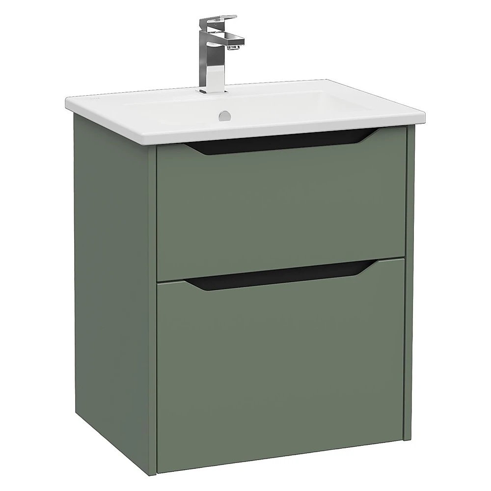 Vitra Integra Square 60 Cm Mat Yeşil İki Çekmeceli Lavabo Dolabı