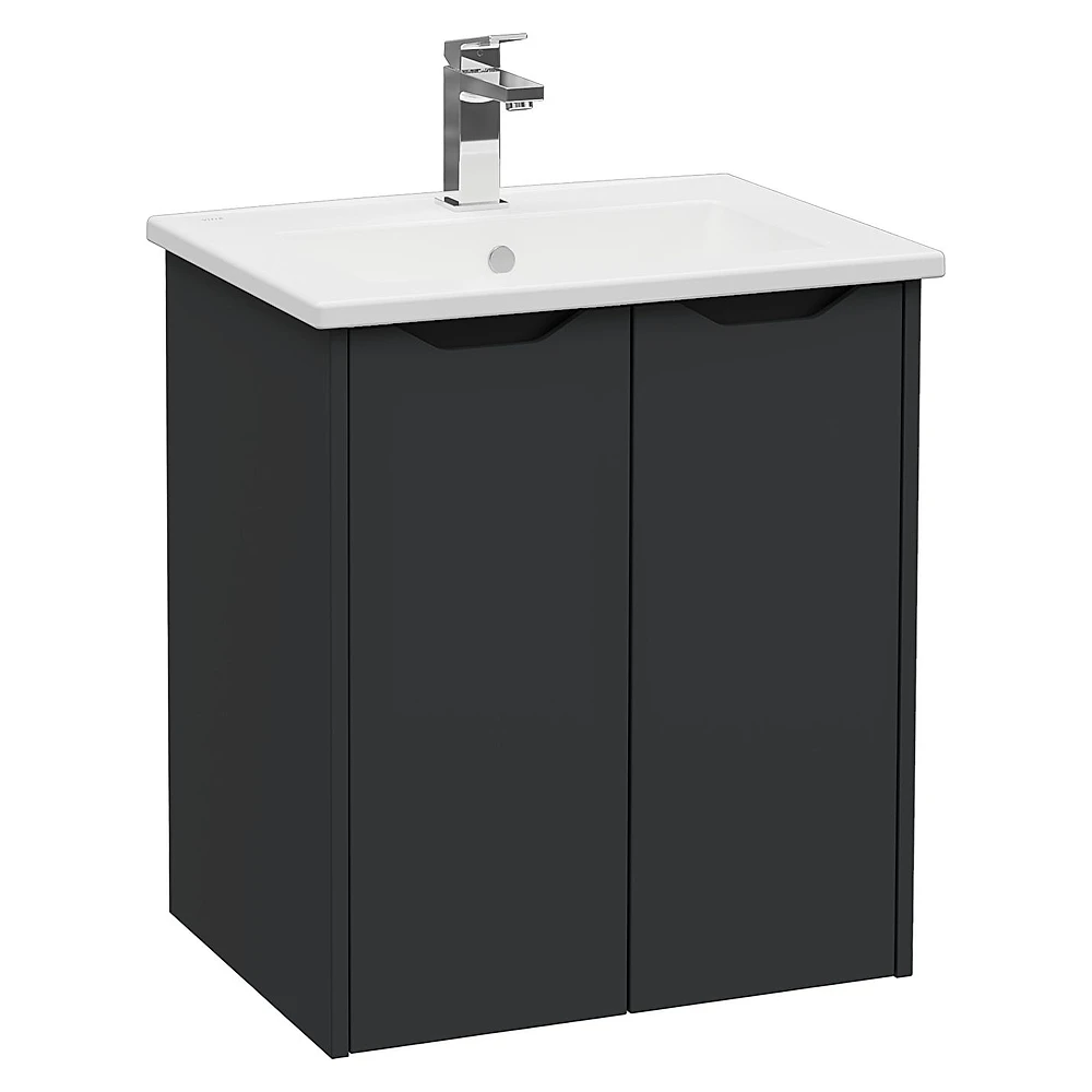 Vitra Integra Square 60 Cm Mat Grafit İki Kapaklı Lavabo Dolabı