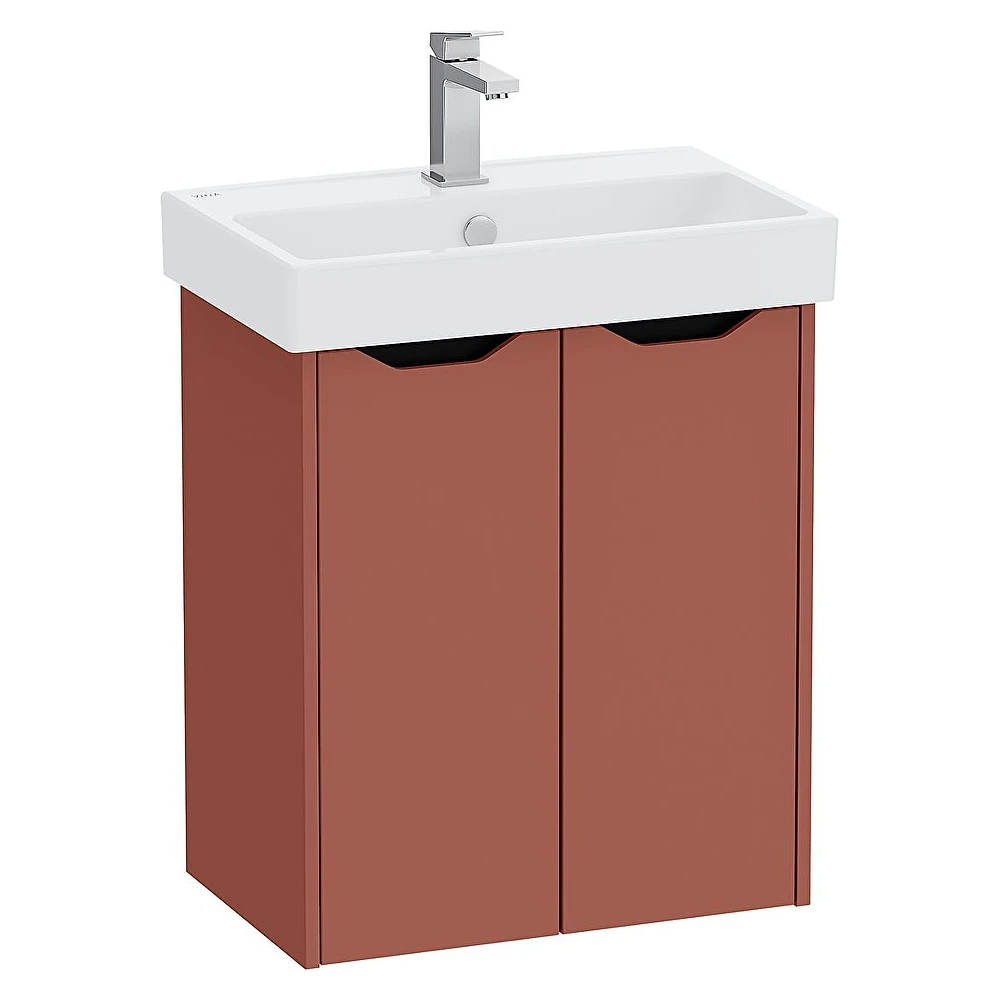 Vitra Integra Square 60 Cm Mat Kırmızı Dar İki Kapaklı Lavabosuz Dolap