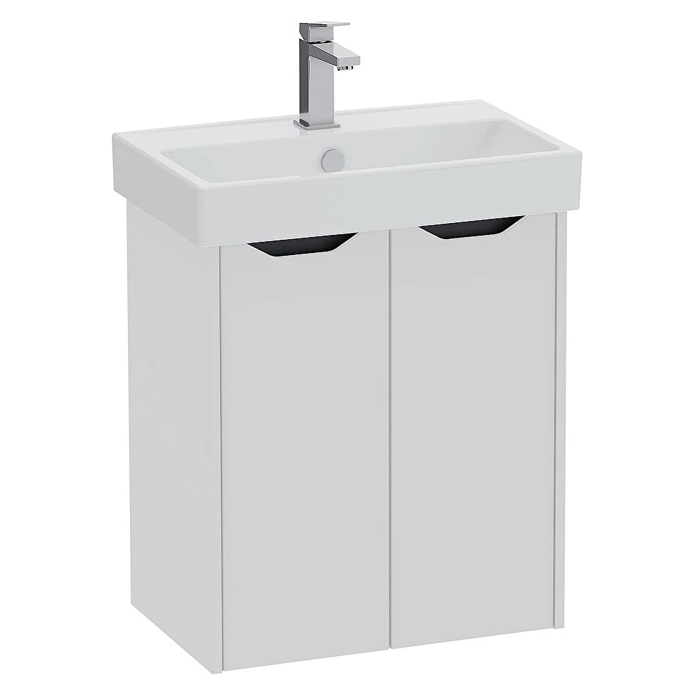Vitra Integra Square 60 Cm Mat Açık Gri Dar İki Kapaklı Lavabosuz Dolap