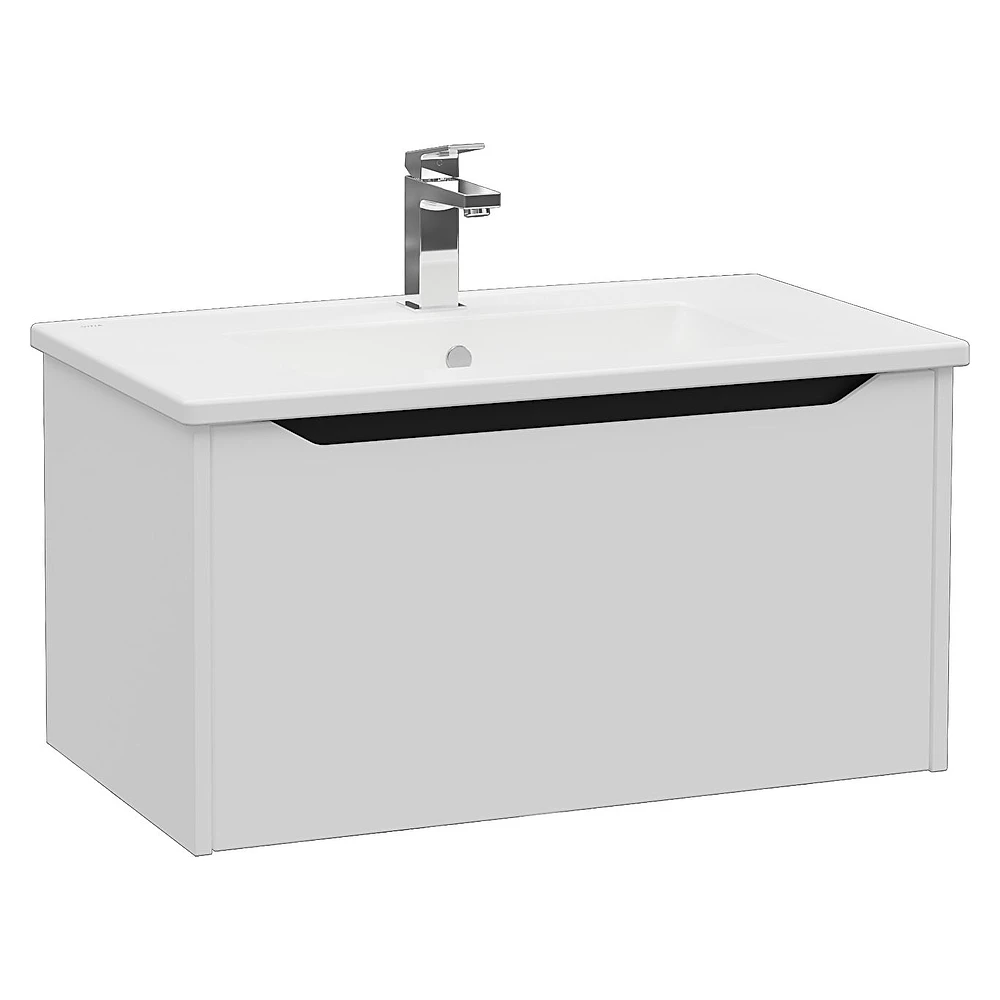 Vitra Integra Square 80 Cm Mat Açık Gri Tek Çekmeceli Lavabo Dolabı