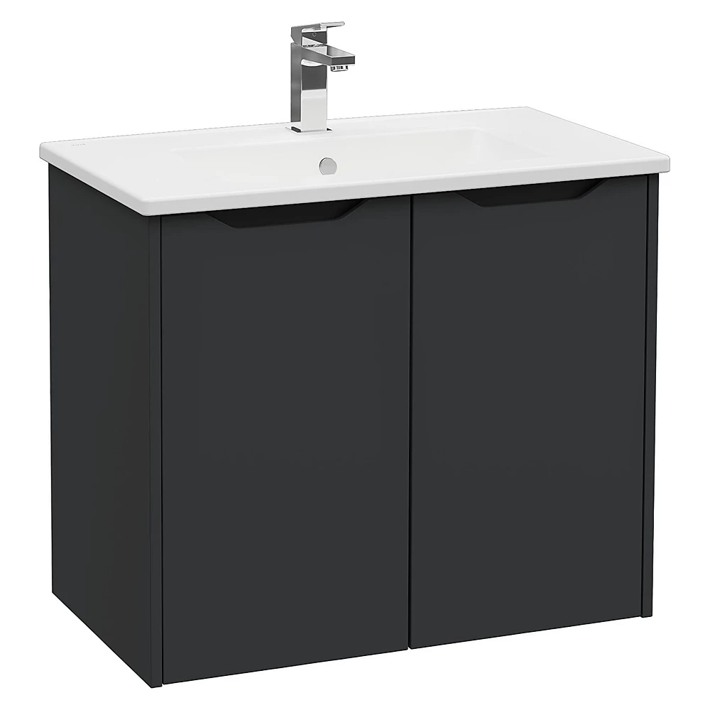 Vitra Integra Square 80 Cm Mat Grafit İki Kapaklı Lavabo Dolabı
