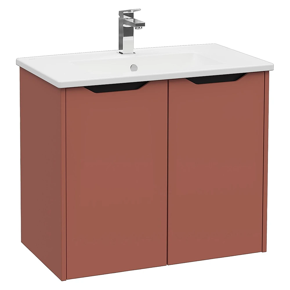 Vitra Integra Square 80 Cm Mat Kırmızı İki Kapaklı Lavabo Dolabı