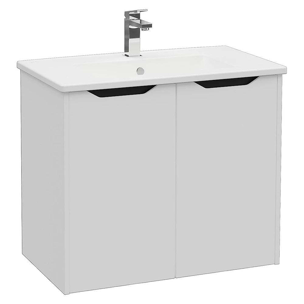 Vitra Integra Square 80 Cm Mat Açık Gri İki Kapaklı Lavabo Dolabı