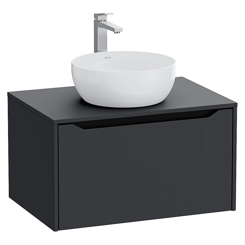 Vitra Integra Square 80 Cm Mat Grafit Lavabosuz Çanak Lavabo Uyumlu Dolap