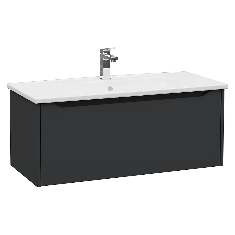 Vitra Integra Square 100 Cm Mat Grafit Tek Çekmeceli Lavabo Dolabı