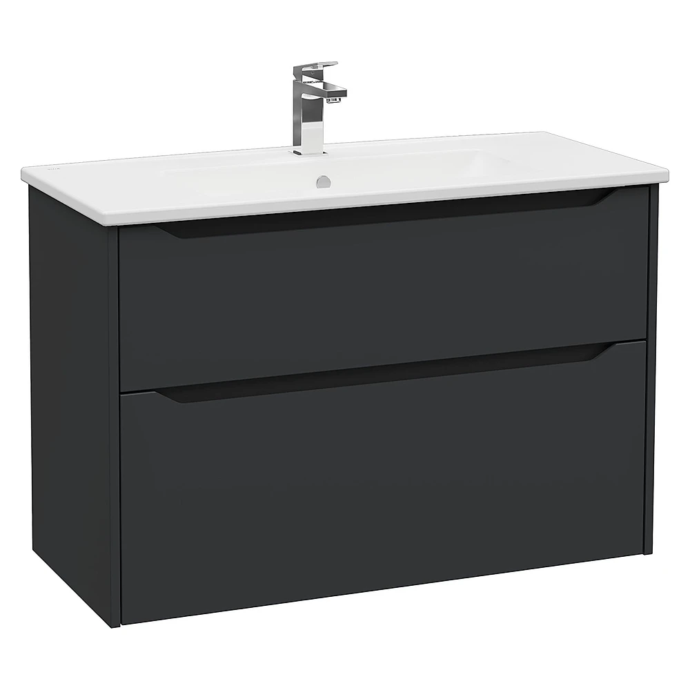 Vitra Integra Square 100 Cm Mat Grafit İki Çekmeceli Lavabo Dolabı