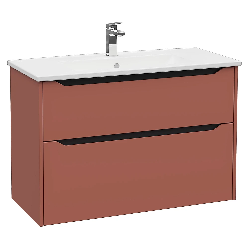 Vitra Integra Square 100 Cm Mat Kırmızı İki Çekmeceli Lavabo Dolabı