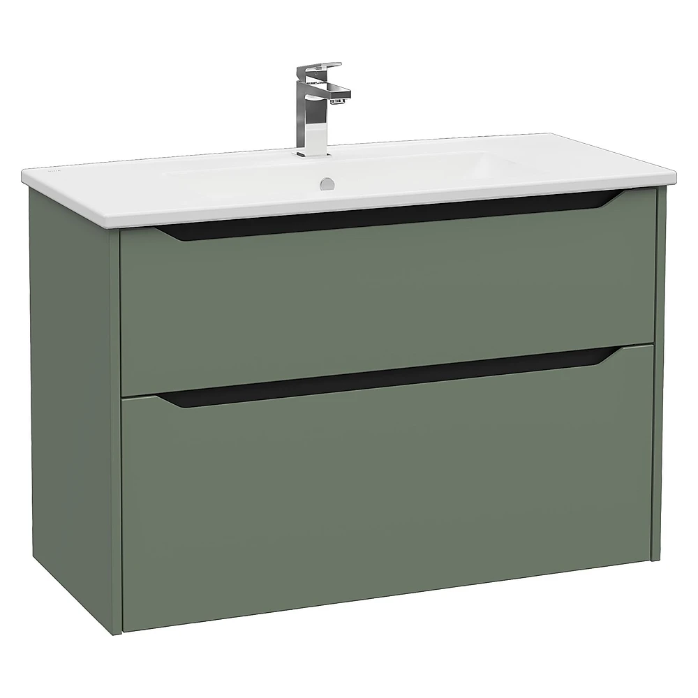 Vitra Integra Square 100 Cm Mat Yeşil İki Çekmeceli Lavabo Dolabı