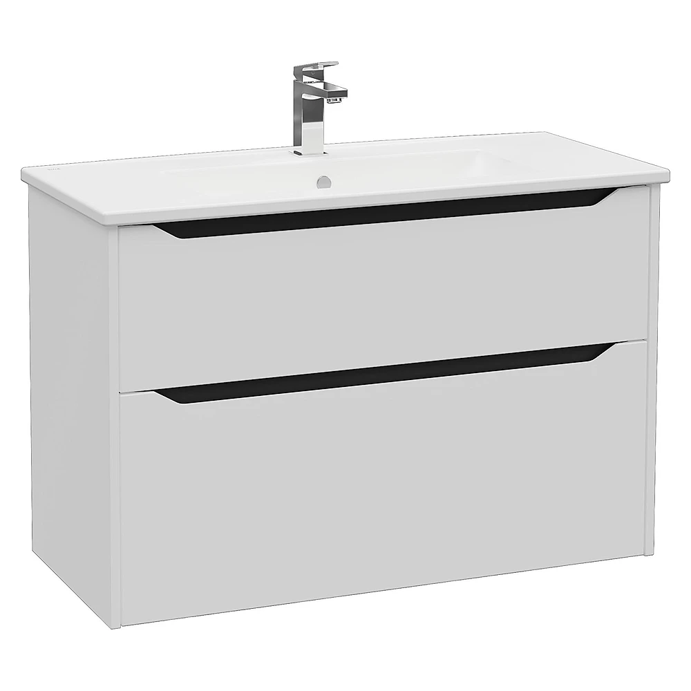 Vitra Integra Square 100 Cm Mat Açık Gri İki Çekmeceli Lavabo Dolabı