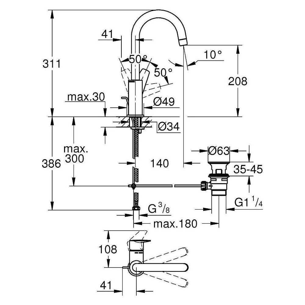 Grohe BauEdge 2020 Krom L Lavabo Bataryası 2