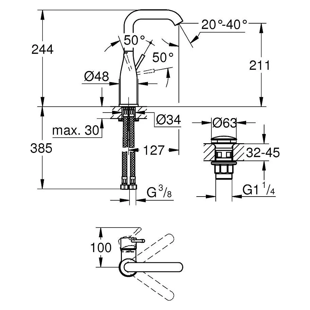 Grohe Essence New Krom L Lavabo Bataryası 2