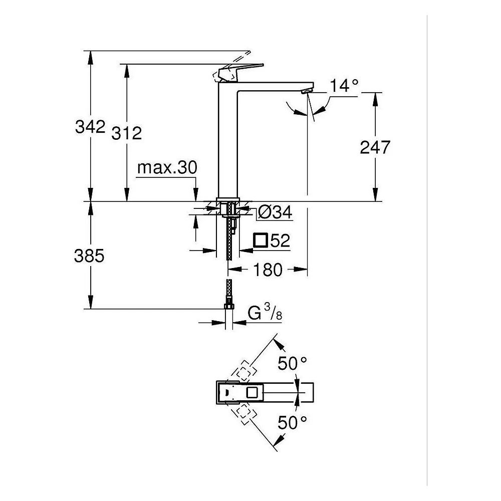 Grohe Eurocube Krom XL Lavabo Bataryası 2