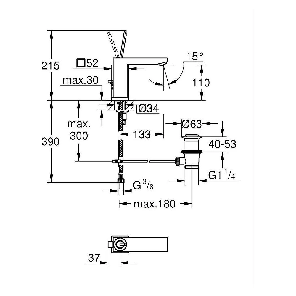 Grohe Eurocube Joy Krom M Lavabo Bataryası 2