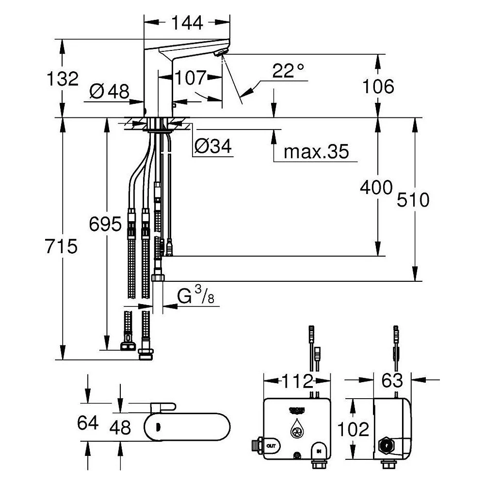 Grohe Eurosmart Cosmopolitan E Krom Lavabo Bataryası 2