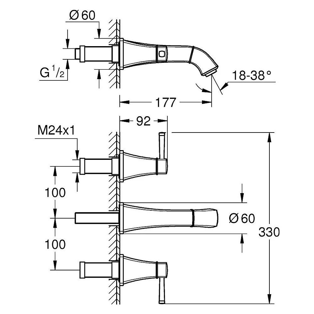 Grohe Grandera Krom 3 Delikli M Lavabo Bataryası 2