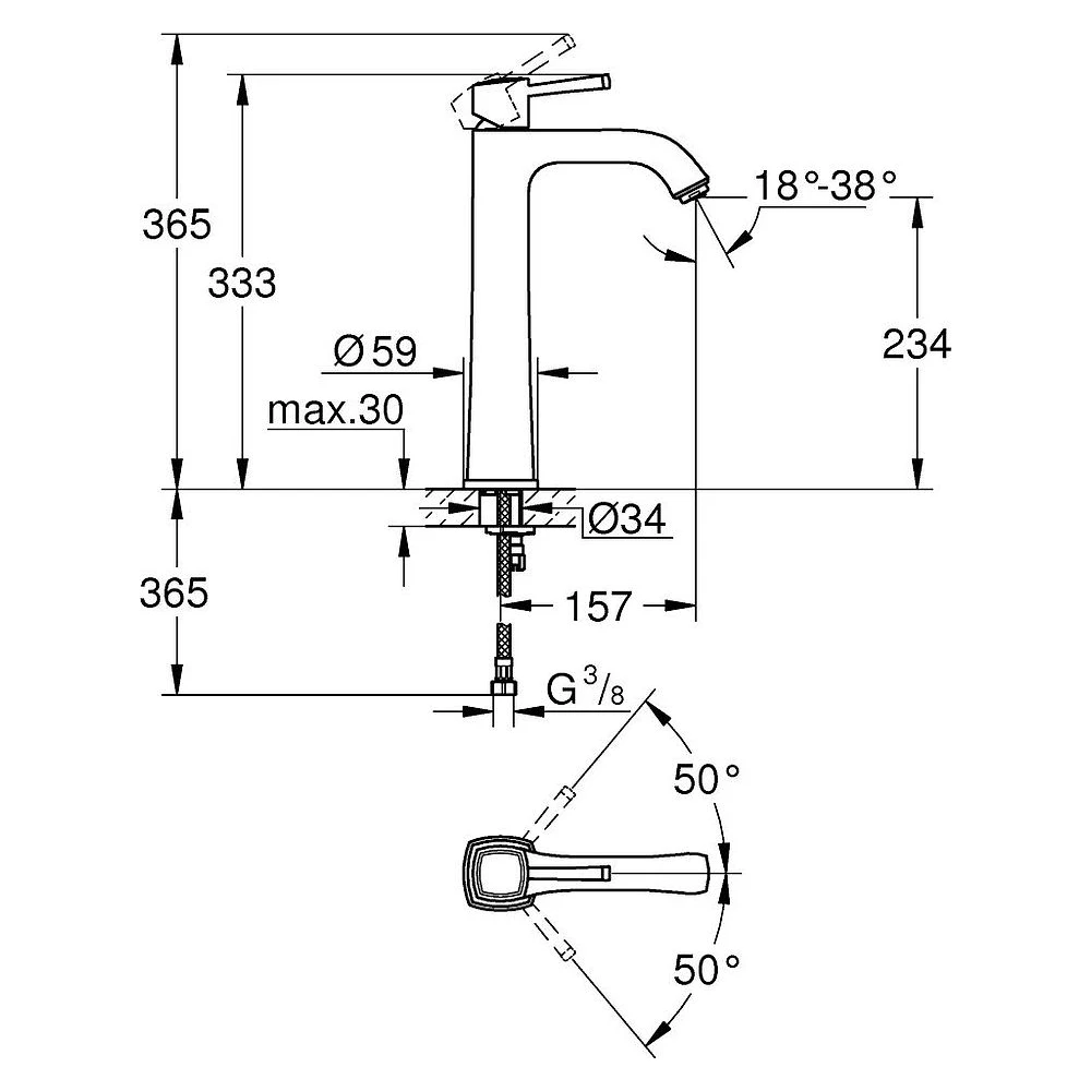 Grohe Grandera Krom XL Lavabo Bataryası 2